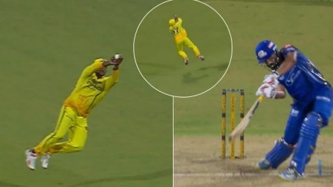CSK vs MI Sarfaraz Khan stunning catch Naman Dhir