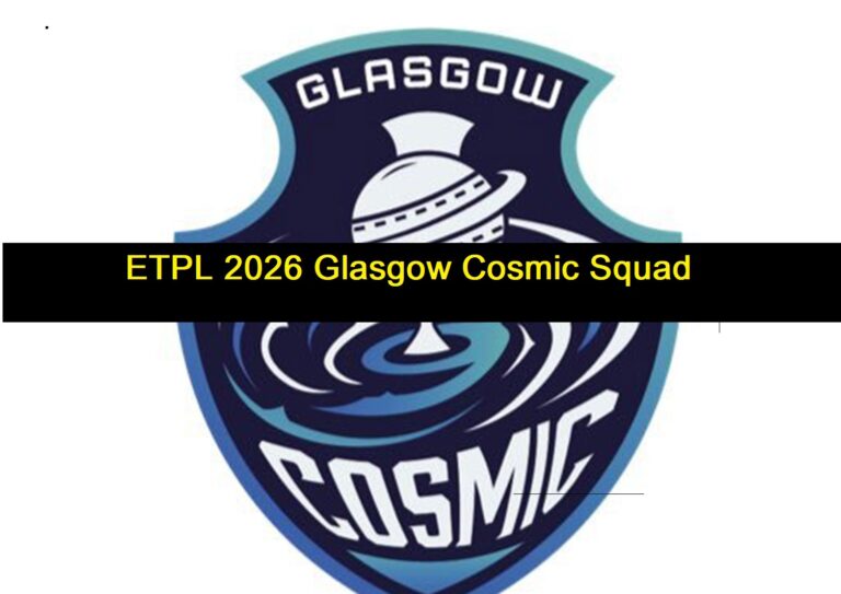 ETPL 2026 Glasgow Cosmic squad reveal thumbnail featuring Liam Livingstone, Finn Allen, Keshav Maharaj and Scotland cricket stars with bold purple cosmic theme