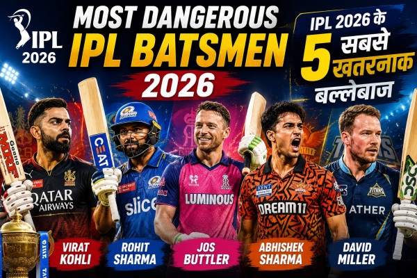 Most Dangerous IPL Batsmen 2026 featuring Vaibhav Sooryavanshi, Sai Sudharsan, Shubman Gill and Abhishek Sharma batting in IPL 2026