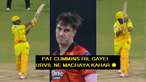 Urvil Patel Pat Cummins sixes during CSK vs SRH IPL 2026 at MA Chidambaram Stadium