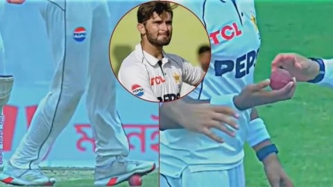 Shaheen Afridi ball tampering viral video during BAN vs PAK 1st Test in Dhaka