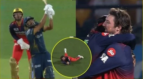 Tim David, RCB vs GT, IPL 2026, Tim David Catch Video **Alt Text:** Tim David Catch Video vs GT during IPL 2026 Qualifier 1 as he takes a stunning diving running catch against Gujarat Titans