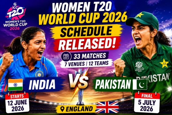Women T20 World Cup 2026 schedule featuring India women matches venues and match timings in England