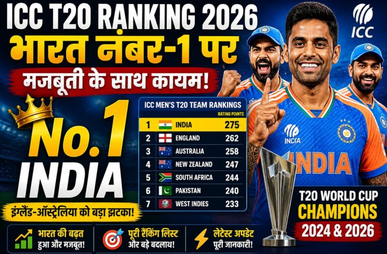 ICC men’s T20 rankings latest list