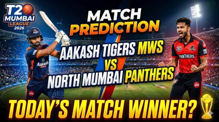 Aakash Tigers MWS vs North Mumbai Panthers match prediction for T20 Mumbai League 2026 at Wankhede Stadium