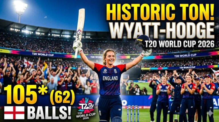 anni Wyatt-Hodge T20 WC 2026 Runs record breaking century celebration