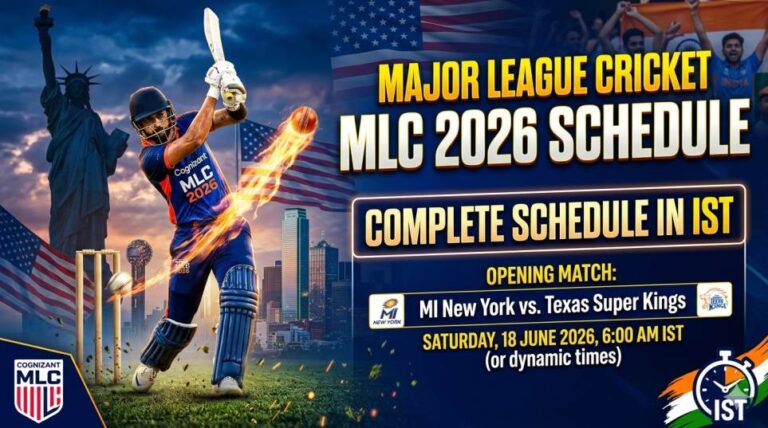 Major League Cricket MLC 2026 Schedule in IST Match Timings and Wankhede Stadium